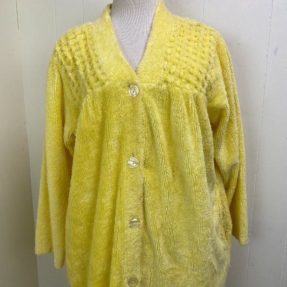 Intimate Appeal Yellow Chenille Button Front Robe - Picture 3 of 9
